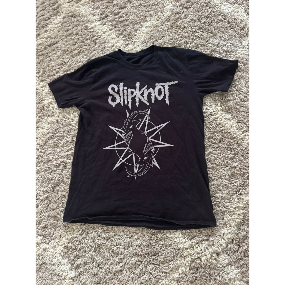 Slipknot Band T-Shirt Black Goatβ Nonagram Graphic Logo Nu Metal Tee Mens Medium